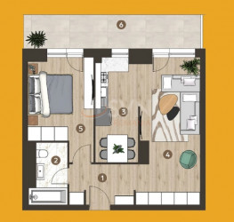 2 camere in FIRST ESTATES PIPERA cu loc parcare exterior inclus Bucuresti/Pipera