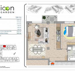 2 camere in Icon Garden Residence cu loc parcare subteran inclus Bucuresti/Mosilor
