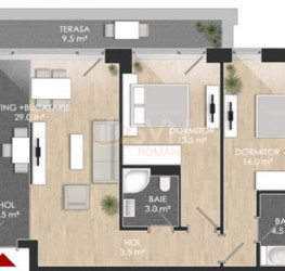 3 camere in ATRIA URBAN RESORT cu loc parcare exterior inclus Bucuresti/Bucurestii Noi