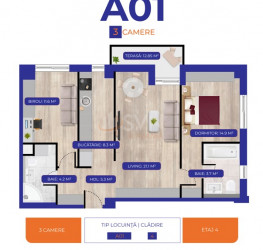 3 camere in Aviatiei Nord Rezidential cu loc parcare exterior inclus Bucuresti/Aviatiei