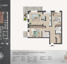 3 camere in Larss Residence cu loc parcare exterior inclus Bucuresti/Theodor Pallady