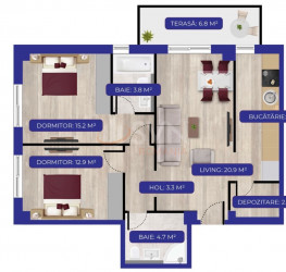 3 camere in SVN Development Canton 71 cu loc parcare exterior inclus Bucuresti/Aviatiei