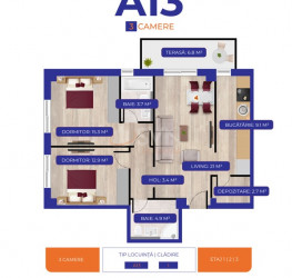 3 rooms in Canton 71 with outdoor parking included Bucuresti/Aviatiei