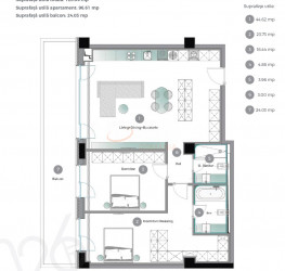 3 rooms in Cortina 126 with underground parking included Bucuresti/Pipera