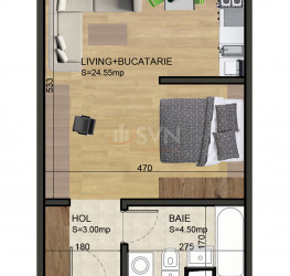Apartament, 1 camera cu loc parcare exterior inclus Bucuresti/Barbu Vacarescu