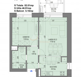 Apartament, 2 camere, 47 mp Bucuresti/Aviatiei