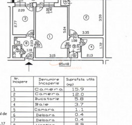 Apartament, 2 camere, 49.4 mp Bucuresti/Barbu Vacarescu