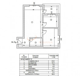 Apartament, 2 camere, 52.7 mp Bucuresti/Pipera