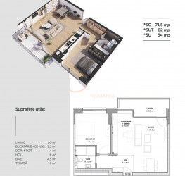 Apartament, 2 camere, 54 mp Bucuresti/Aviatiei