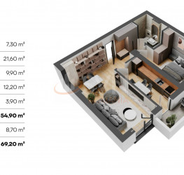 Apartament, 2 camere, 55 mp Bucuresti/Barbu Vacarescu