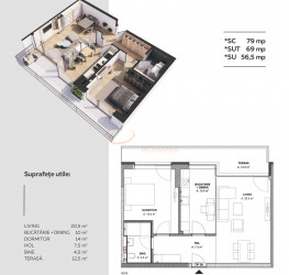 Apartament, 2 camere, 56.59 mp Bucuresti/Aviatiei
