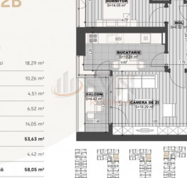 Apartament, 2 camere, 58 mp Bucuresti/Bucurestii Noi