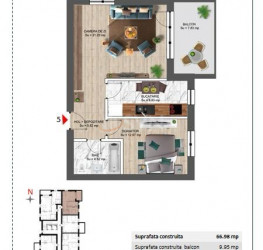Apartament, 2 camere cu loc parcare subteran inclus Bucuresti/Pipera