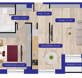 Apartament, 2 camere in Canton 71 Bucuresti/Aviatiei