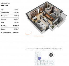 Apartament, 2 camere in The Concord Bucuresti/Pipera