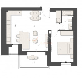 Apartament, 2 rooms, 52.87 mp Bucuresti/Barbu Vacarescu