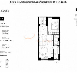 Apartament, 2 rooms, 58.6 mp Bucuresti/Pipera