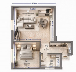 Apartament, 2 rooms with outdoor parking included Bucuresti/Pipera