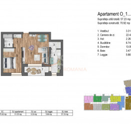 Apartament, 2 rooms with outdoor parking included Bucuresti/Timpuri Noi