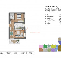 Apartament, 2 rooms with outdoor parking included Bucuresti/Timpuri Noi