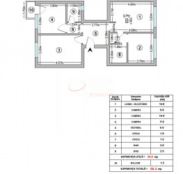 Apartament, 3 camere, 66.4 mp Bucuresti/Victoriei