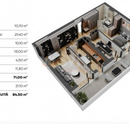 Apartament, 3 camere, 71 mp Bucuresti/Barbu Vacarescu
