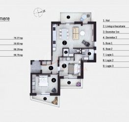 Apartament, 3 camere, 76.27 mp Bucuresti/Doamna Ghica