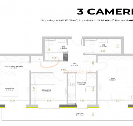 Apartament, 3 camere, 76.4 mp Brasov/Astra