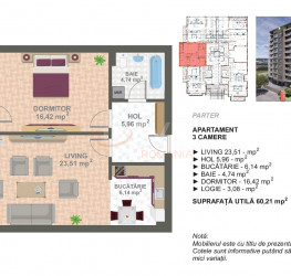 Apartament, 3 camere cu loc parcare exterior inclus Bucuresti/Cotroceni