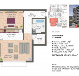 Apartament, 3 camere cu loc parcare exterior inclus Bucuresti/Cotroceni