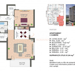 Apartament, 3 camere cu loc parcare exterior inclus Bucuresti/Cotroceni