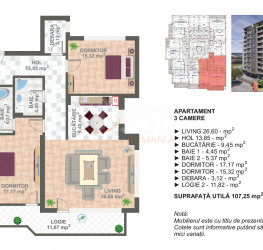 Apartament, 3 camere cu loc parcare exterior inclus Bucuresti/Cotroceni