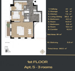 Apartament, 3 camere cu loc parcare subteran inclus Bucuresti/Armeneasca