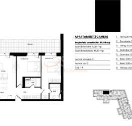 Apartament, 3 camere cu loc parcare subteran inclus Bucuresti/Barbu Vacarescu