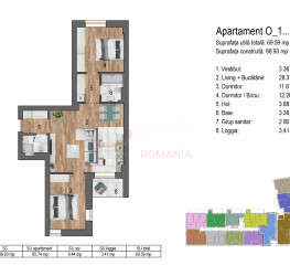 Apartament, 3 camere cu loc parcare subteran inclus Bucuresti/Timpuri Noi