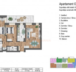 Apartament, 3 camere cu loc parcare subteran inclus Bucuresti/Timpuri Noi