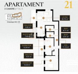 Apartament, 3 camere cu loc parcare subteran inclus Bucuresti/Unirii