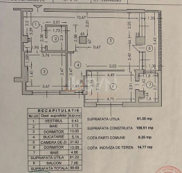 Apartament, 3 rooms, 81.2 mp Bucuresti/Parcul Carol