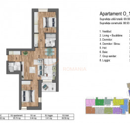 Apartament, 3 rooms with underground parking included Bucuresti/Timpuri Noi