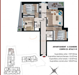 Apartament, 4 camere in Metropolitan Viilor Bucuresti/Viilor