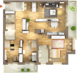 Apartament, 4 rooms with outdoor parking included Bucuresti/Pipera