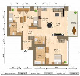 Apartament, 4 rooms with underground parking included Bucuresti/Floreasca