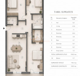 Apartament, 4 rooms with underground parking included Bucuresti/Timpuri Noi